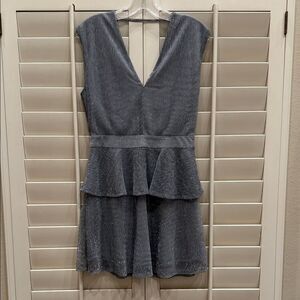 Chic Gray V-Neck Peplum Mini Dress By Fourteenth Place
